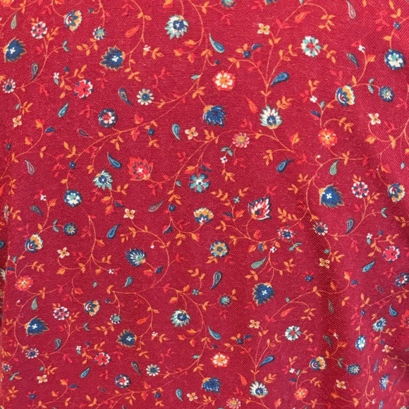 70s PRAIRIE RED FLORAL COTTAGECORE BLOUSE BISHOP SLEEVES & BOX PLEATS HANDMADE - Picture 11 of 11